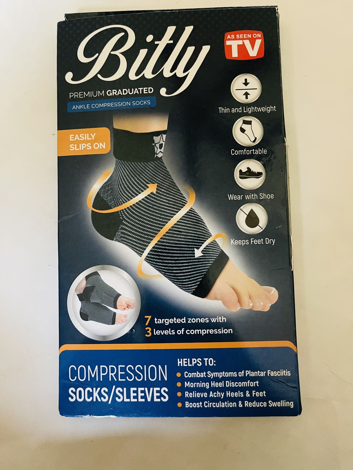 Bitly Ankle Thin & Lightweight Compression Socks - NEW In Box