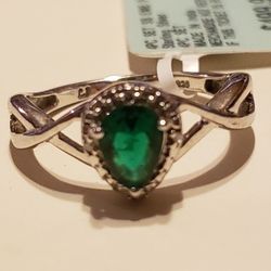 4pc Set.  Sterling Silver, Emeralds. 