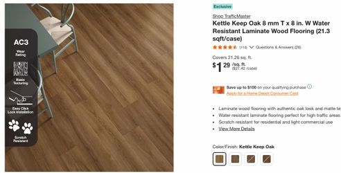 Vinyl Planks (Traffic Master, Kettle Oak) 13 packages