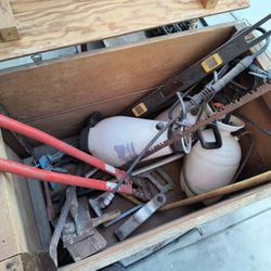 Tool Box Wooden& Tools In It $70
