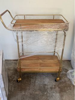 Target Threshold Gold and Wood Bar Cart