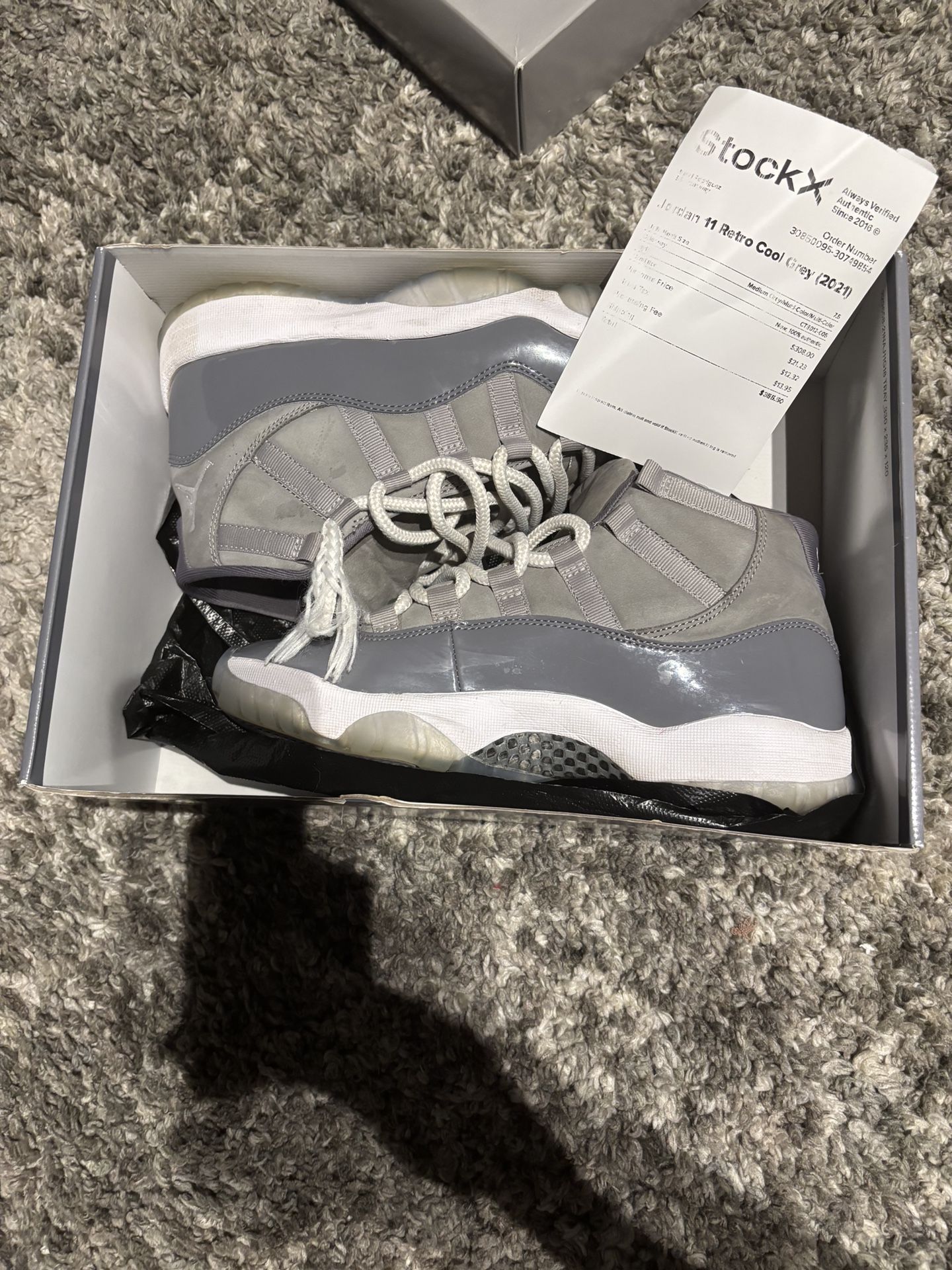 Jordan 11 Cool Grey 7’5