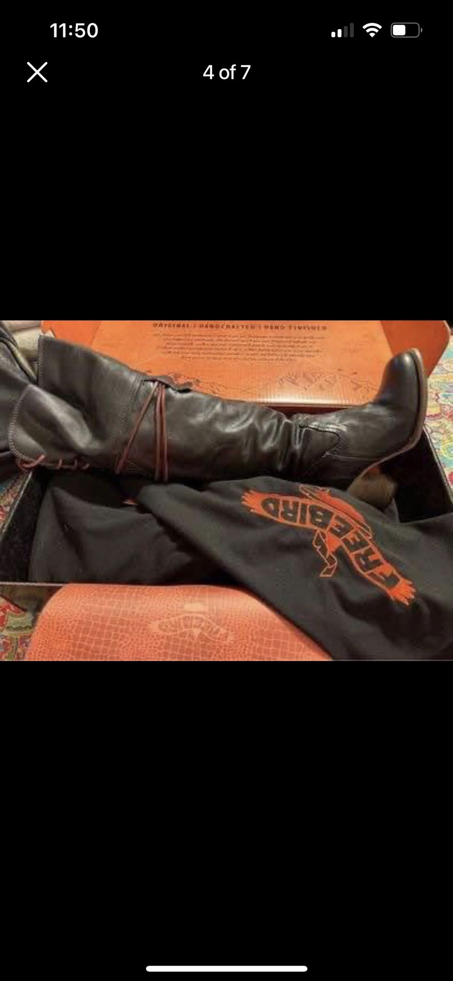Women’s Freebird Knee High Boots / Genuine Black Leather