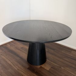 Brand New Black Round Solid Wood Base Dining Table 