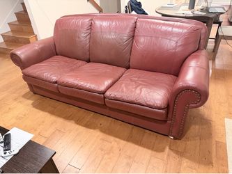 Red leather Sofa-bed