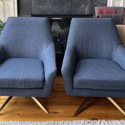 Article Spin Swivel Chairs - Ink Blue - Mid Century Modern