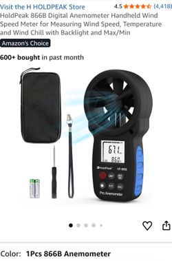 HoldPeak 866B Digital Anemometer Handheld Wind Speed Meter for Measuring Wind Speed, Temperature and Wind Chill with Backlight and Max/Min
