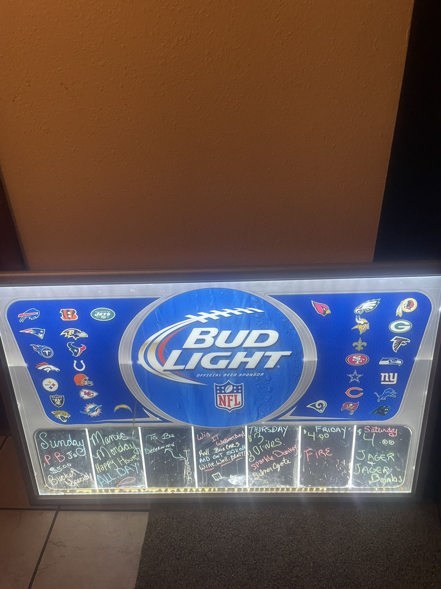 Very Nice NFL BUD LIGHT NEON
