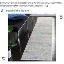 SAFAVIEH Dream Collection 2' x 8' Grey/Multi DRM415G Vintage Oriental Distressed Premium Viscose Runner Rug