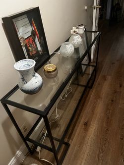 Black Metal and Glass Console Table