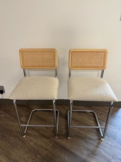 Set of 2 Cane Back Counter Stools