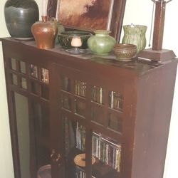 Craftsman fumed Oak Glass Bookcase China Cupboard Stickley? Limbert? Americanarts Andcrafts