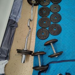 Dumbbells, E-Z Curl Bar, Weights, Etc