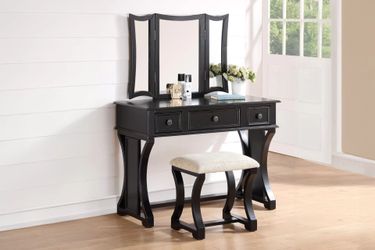Brand New Black Vanity w Stool