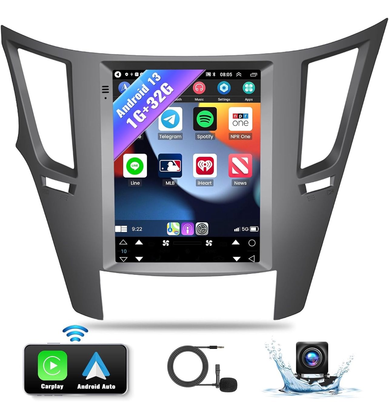 Android Car Stereo for Subaru Outback Legacy 2010-2014 9.7 Inch Touch Screen Car Radio with Wireless Apple Carplay Android Auto 1G+32G GPS Navigation