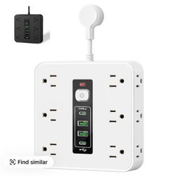 4.3 Power Strip with Surge Protection 12 AC Outlets 2 USB 2 Type-C Multifunctional Wall Outlet Extender for Office Home Travel US Plug Comprehensive P