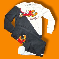 Black And White Tiger Crewneck Men Jogger Set 