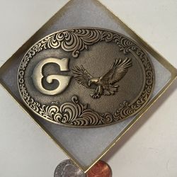 Vintage Belt Buckle Letter G Initial G Nice Eagle