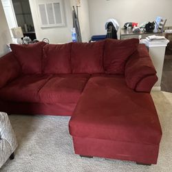 Moving sale!! L Shaped Burgundy /red Couch Sofa