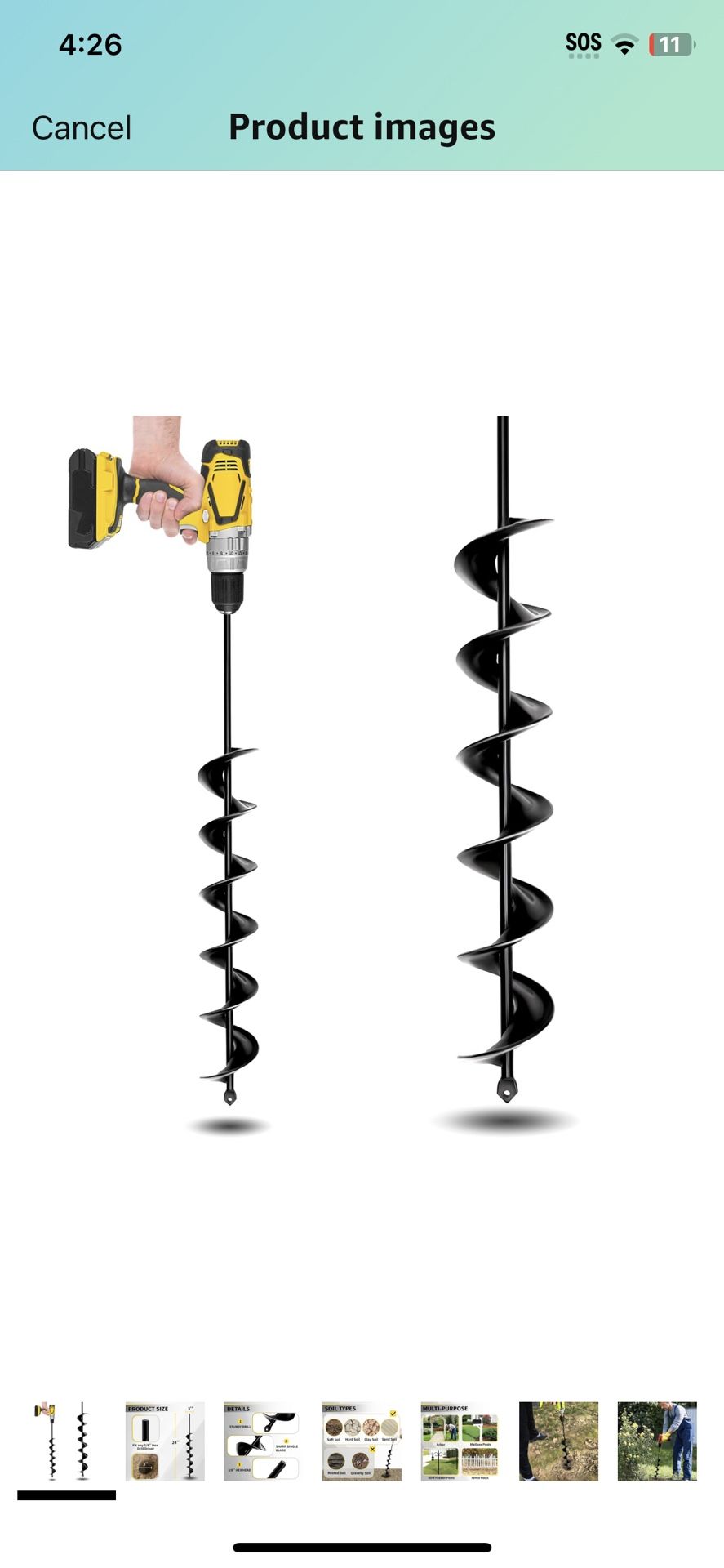 3" x 24" Garden Auger Drill Bit for Planting and Post Hole Digging