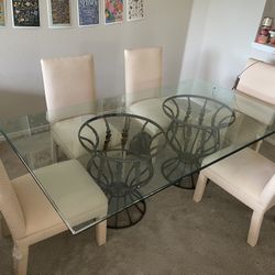 Wrought Iron and Glass Dining Table