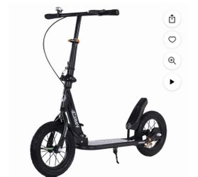 Shock-Absorbing Foldable Commuter Kick Scooter With 12" Large Smooth Rolling Rubber Air Tires Pink/Green/White/Black