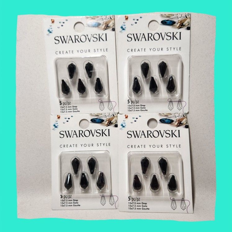 20 Swarovski Gems BEADS - Great for craft making, jewelry making, home decor
15 x 7.5 mm drop
You will receive 4 packages with 5 beads each.