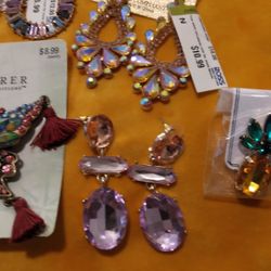 Six Pair Of Variety Earrings With One Butterfly Brooch Brand New For Pierced Ears