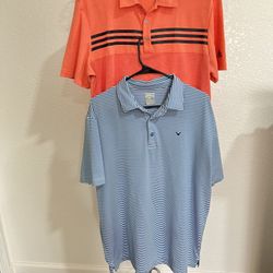 Adidas Large L Orange Color Shortsleeve Polo Outdoors -Callaway Blue & White  Polo Size XL Short Sleeve