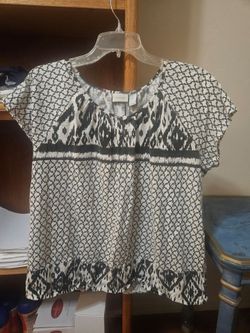 Chico's Black & White Size 3 S/S Crewneck Top Vintage