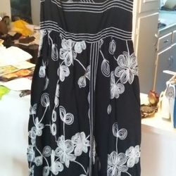 Ladies black & off white embroidered design sundress