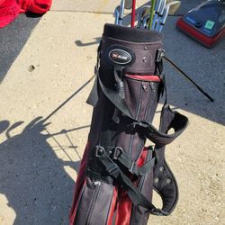 Golf Club Starter Set. Good Shape Bag And 10 Clubs
