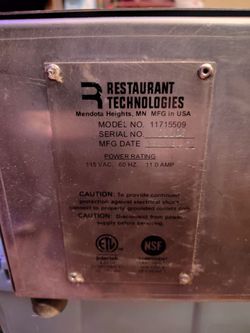 Restaurant Technologies Stainless Steel Unit Model 11715509