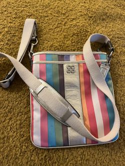 Coach Multicolor Satin Striped crossbody bag.