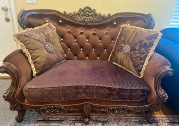 Brown velvet diamond tuffted couch set *2 Piece*