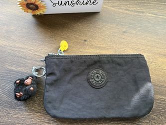 Kipling Black Wallet With Monkey Keychain 