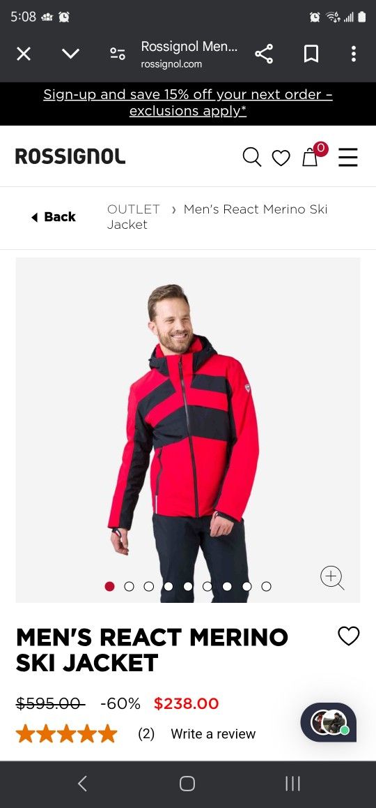 Mens Small Waterproof ROSSIGNOL Ski Jacket