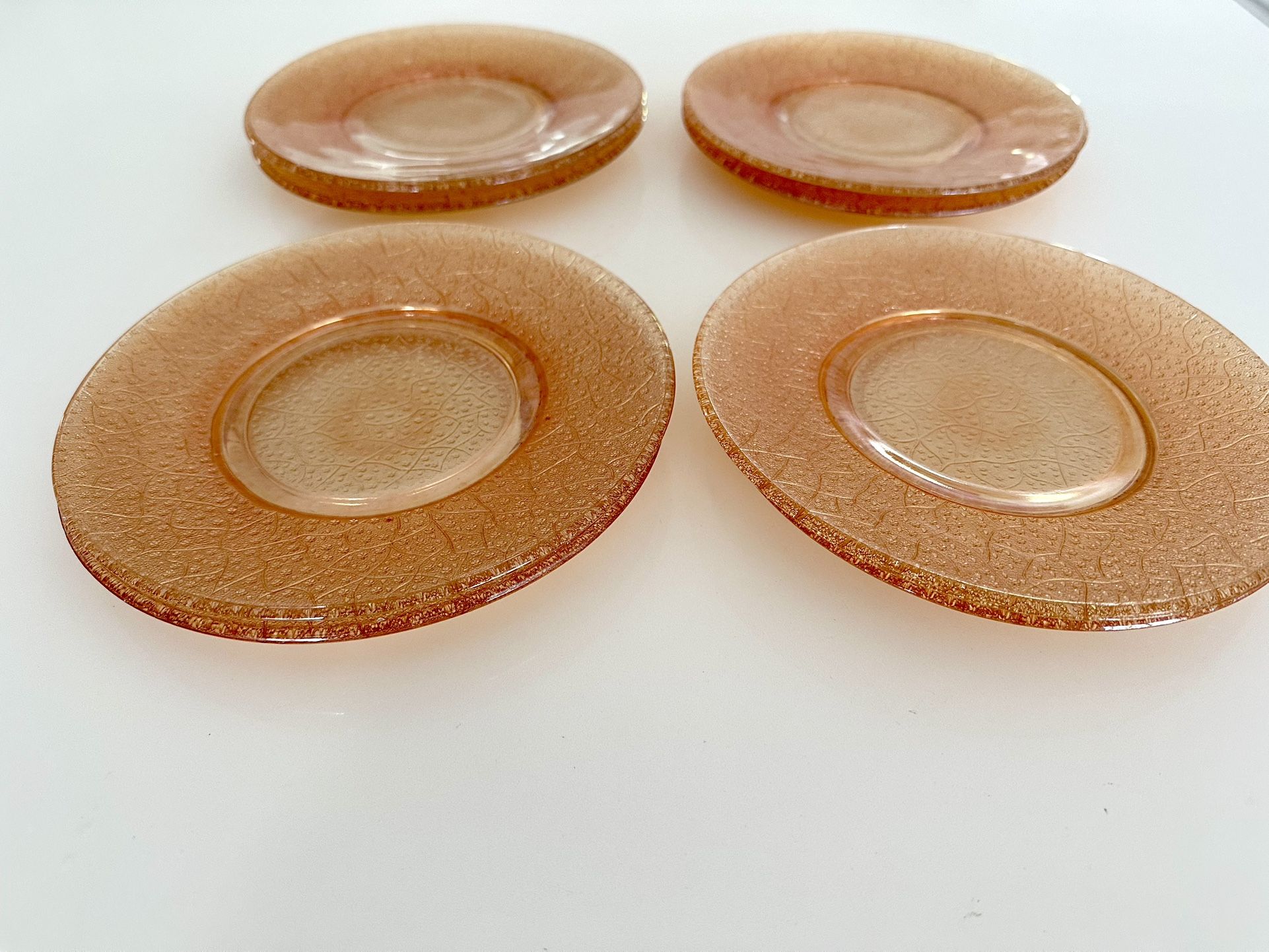 Vintage Carnival Glass Imperial Amber Side Cake Desert Plates 8"