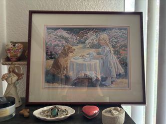 Girl and her Dog tea party picture
