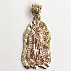 Beautiful Guadalupe religious pendant 14K FINE JEWELRY REAL GOLD.