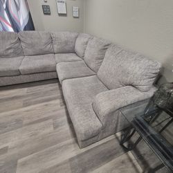 Micro Fiber Gray Sectional Couch And Power Recliner