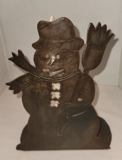 Metal Snowman Candle Holder