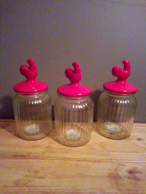 3-Glass Canisters With Ceramic Lid 3/$12