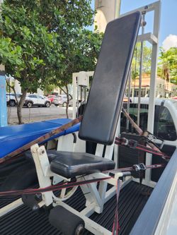 RARE Nautilus 1st Gen Prone Leg Curl - Hamstring Curl + BANDID Leg Extension.

Vintage Nautilus gym equipment is constructed from heavy-duty white ste