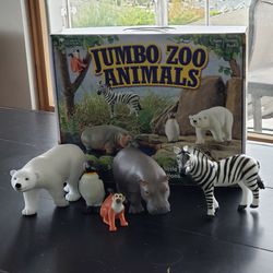 Jumbo Zoo Animals
- Monkey, Penguin, Zebra, Polar Bear, and Hippo