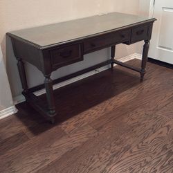 Vintage Solid Wood Writing Desk with Drawers