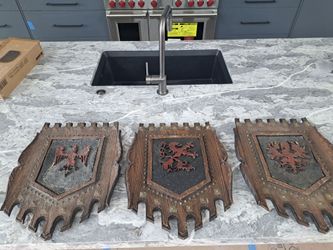 Ebros Large Medieval Heraldic Royal Coat of Arms Shield Plaque