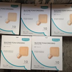 Dimora Silicone Foam Dressing Border Adhesive 6”x6”10 Pack - 5boxes