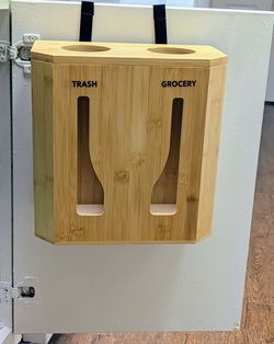Bamboo Grocery & Trash Bag Roll Holder & Dispenser