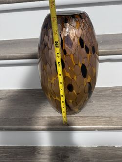 Vintage Hand Blown HEAVY Cased Art Glass Vase 15" ~ Sparkly